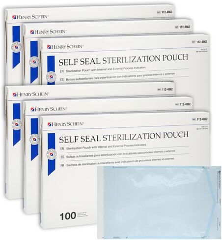 Self-Sealing Sterilization Pouches, Latex-Free, Built in Color Change Guide 10.5 in x 17 in 200/Bx in Kuwait