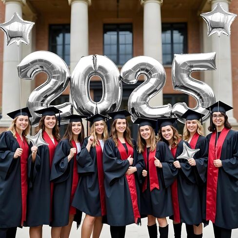42inch Large 2025 Balloon Numbers, with star balloon for Graduation Party Supplies, Graduation party Decorations, Gold Foil congrat graduation balloons 2025 in Saudi Arabia