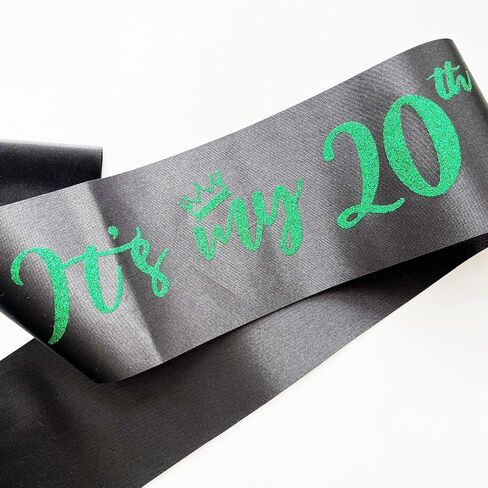 It’s My 20th Birthday Sash,20th Birthday Sash for Girls,Glitter Letter 20th Birthday Sash for Girls,Happy 20th Birthday Party Decorations,Black and Silver in Saudi Arabia