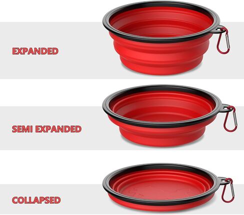 2 Pack Collapsible Dog Bowl Travel Portable Pet Bowls [34oz,1000ml],Expandable Foldable Food Water Feeding Dishes for Traveling Hiking Walking,with Carabiners [Green,Blue] in Kuwait