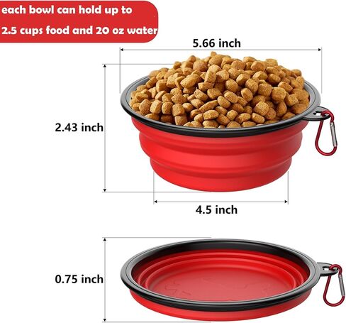 2 Pack Collapsible Dog Bowl Travel Portable Pet Bowls [34oz,1000ml],Expandable Foldable Food Water Feeding Dishes for Traveling Hiking Walking,with Carabiners [Green,Blue] in Kuwait