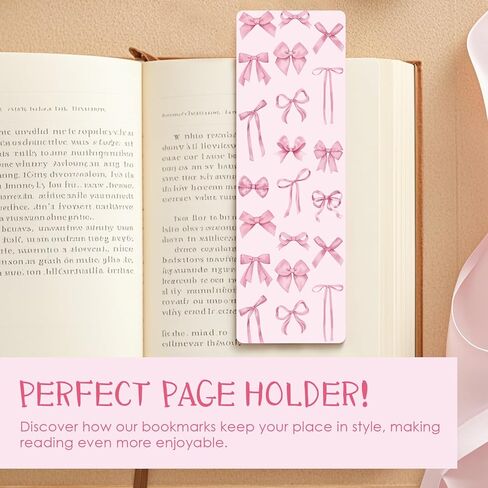 Coquettte Bows Paper Bookmarks for Women - 24 Pcs Pink Bow Cherry Paper Bookmarks for Girl, Cute Panda Cowboy Hat Bookmarks Creative Gift for Girlfriend Student Teacher Book Lover in Kuwait