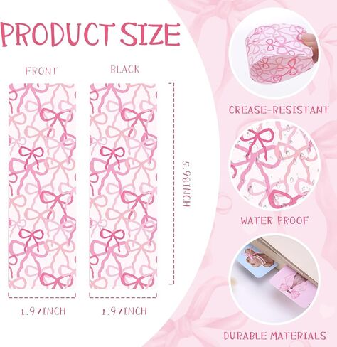 Coquettte Bows Paper Bookmarks for Women - 24 Pcs Pink Bow Cherry Paper Bookmarks for Girl, Cute Panda Cowboy Hat Bookmarks Creative Gift for Girlfriend Student Teacher Book Lover in Kuwait