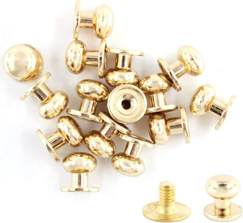 30Pcs 9x9mm Round Phillips Head Button Stud Chicago Screws, Zinc Alloy Chicago Screws Nail Rivet for DIY Leather Craft Clothing Shoes Belts Bag Decoration, Gold in Saudi Arabia