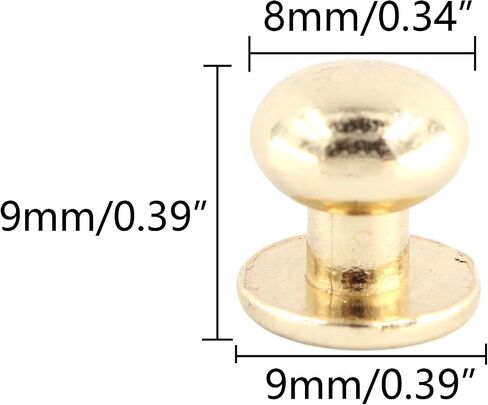 30Pcs 9x9mm Round Phillips Head Button Stud Chicago Screws, Zinc Alloy Chicago Screws Nail Rivet for DIY Leather Craft Clothing Shoes Belts Bag Decoration, Gold in Saudi Arabia