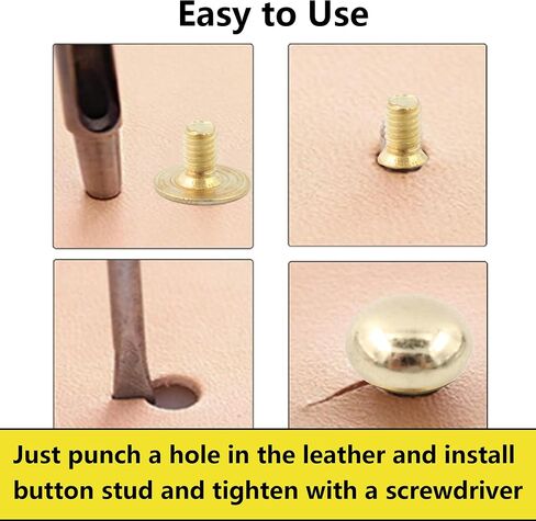 30Pcs 9x9mm Round Phillips Head Button Stud Chicago Screws, Zinc Alloy Chicago Screws Nail Rivet for DIY Leather Craft Clothing Shoes Belts Bag Decoration, Gold in Saudi Arabia