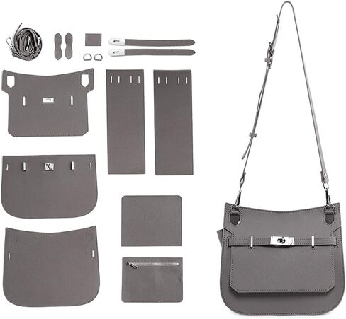 POPSEWING Designer Crossbody Bag DIY Kit for Girls, Leather Working Kit with Bag Sewing Kit for Shoulder Bag, Leather Kit for Personalized Gifts (Grey-DIY Kits) in Kuwait
