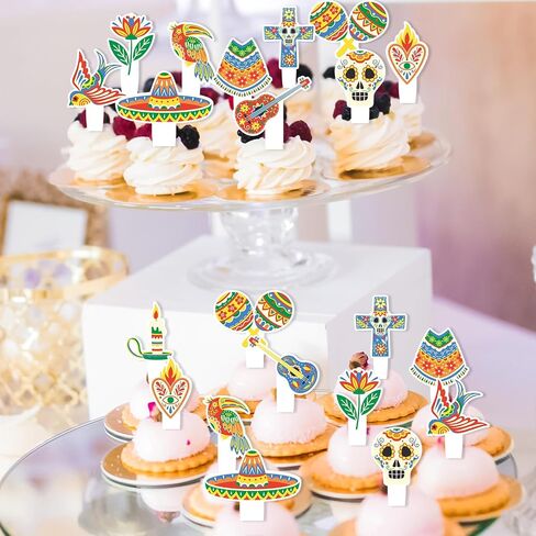 24 PCS Mexican Cupcake Toppers Happy Birthday Donkey Decoration ، Cinco de Mayo ، حفلة عيد ميلاد تحت عنوان الأولاد والبنات ، أو زخرفة حفلة استحمام الطفل ، وهدايا أعياد الميلاد للأطفال. in Saudi Arabia