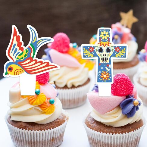 24 PCS Mexican Cupcake Toppers Happy Birthday Donkey Decoration ، Cinco de Mayo ، حفلة عيد ميلاد تحت عنوان الأولاد والبنات ، أو زخرفة حفلة استحمام الطفل ، وهدايا أعياد الميلاد للأطفال. in Saudi Arabia
