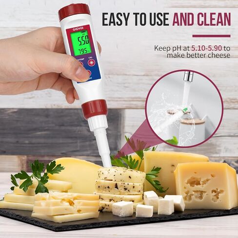 pH Meter for Food,Digital pH Meter for Fermentation,Hot Sauce,Canning,Spear Tip pH Food Tester Probe for Cheese,Cooking,Sourdough Bread,Saliva,Water Resistant Food pH Tester for Semi-Solid and Water in Kuwait