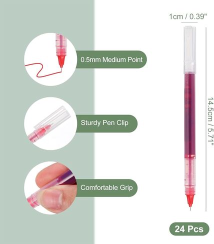 M & G Gel Pen Medium Point 0.5mm ، 24 حزمة جافة سريعة الجافة على قلم الحبر الحبر للمكتب المنزلي في كتابة الملاحظات المطلوبة في مجال الأعمال ، الوردي in Kuwait
