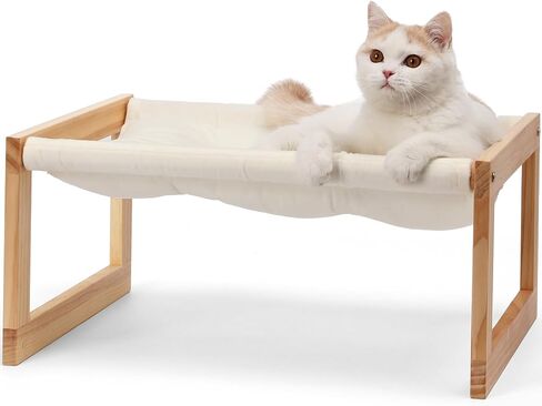 FUKUMARU Cat Couch Bed, Plush Velvet Elevated Bed for Indoor Cats, 21 x 16.5 Inch Wooden Pet Hammock, Suitable for Cat, Dog, Bunny, Rabbit, Kitten and Small Animal, Brown in Kuwait
