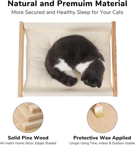 FUKUMARU Cat Couch Bed, Plush Velvet Elevated Bed for Indoor Cats, 21 x 16.5 Inch Wooden Pet Hammock, Suitable for Cat, Dog, Bunny, Rabbit, Kitten and Small Animal, Brown in Kuwait