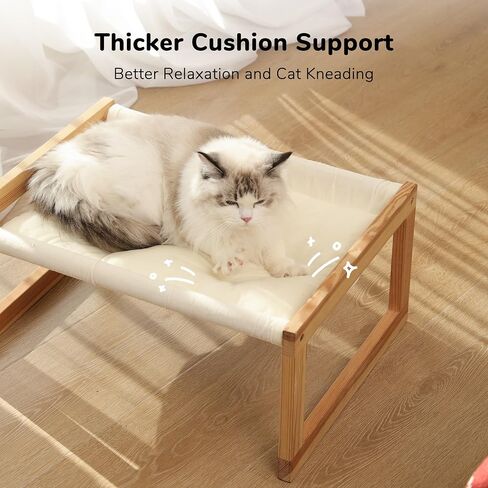 FUKUMARU Cat Couch Bed, Plush Velvet Elevated Bed for Indoor Cats, 21 x 16.5 Inch Wooden Pet Hammock, Suitable for Cat, Dog, Bunny, Rabbit, Kitten and Small Animal, Brown in Kuwait