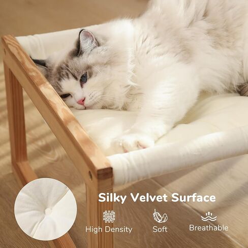 FUKUMARU Cat Couch Bed, Plush Velvet Elevated Bed for Indoor Cats, 21 x 16.5 Inch Wooden Pet Hammock, Suitable for Cat, Dog, Bunny, Rabbit, Kitten and Small Animal, Brown in Kuwait