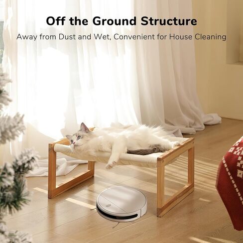 FUKUMARU Cat Couch Bed, Plush Velvet Elevated Bed for Indoor Cats, 21 x 16.5 Inch Wooden Pet Hammock, Suitable for Cat, Dog, Bunny, Rabbit, Kitten and Small Animal, Brown in Kuwait