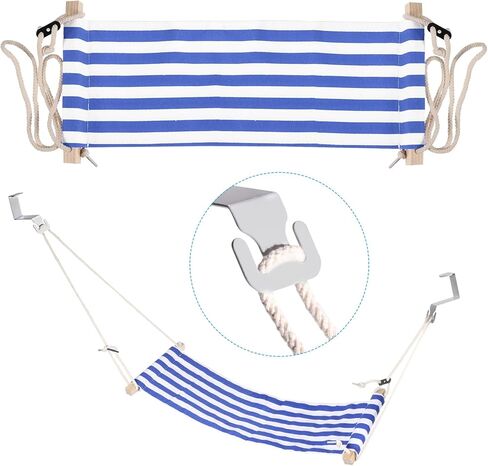 Patikil Foot Hammock أسفل المكتب ، حبال قابلة للتعديل في القدم مع السنانير مسند قدم المكتب المحمولة للمكتب المنزلي للطائرات ، أسلوب أسود أبيض 1 in Kuwait