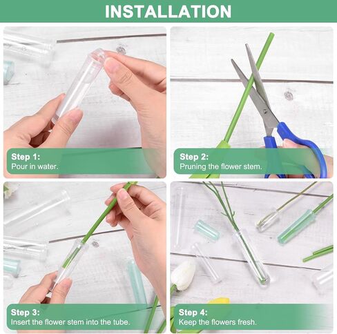 M METERXITY 20-Pack Floral Water Tubes, 2.8 Inch 10ml Plastic Flower Tubes with Caps for Flower Arrangements, Fresh Flower Water Tubes [Transparent] in Saudi Arabia