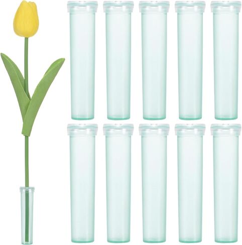 M METERXITY 20-Pack Floral Water Tubes, 2.8 Inch 10ml Plastic Flower Tubes with Caps for Flower Arrangements, Fresh Flower Water Tubes [Transparent] in Saudi Arabia