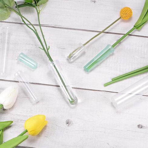 M METERXITY 20-Pack Floral Water Tubes, 2.8 Inch 10ml Plastic Flower Tubes with Caps for Flower Arrangements, Fresh Flower Water Tubes [Transparent] in Saudi Arabia