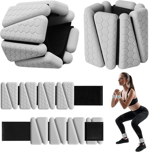 أوزان المعصم، عبوتان من أساور السيليكون القابلة للتعديل للنساء والرجال، أوزان الكاحل للمعصم قابلة للارتداء مناسبة لليوجا والمشي وصالة الألعاب الرياضية، وتمارين الذراع والساق، 2 رطل in Kuwait