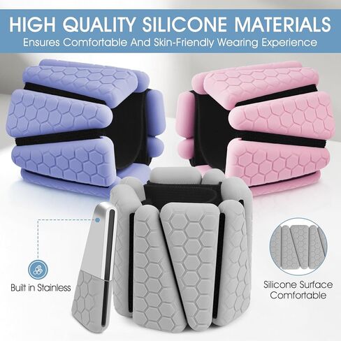 أوزان المعصم، عبوتان من أساور السيليكون القابلة للتعديل للنساء والرجال، أوزان الكاحل للمعصم قابلة للارتداء مناسبة لليوجا والمشي وصالة الألعاب الرياضية، وتمارين الذراع والساق، 2 رطل in Kuwait