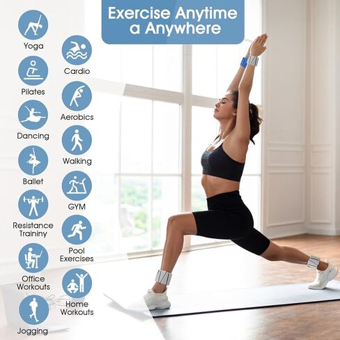 أوزان المعصم، عبوتان من أساور السيليكون القابلة للتعديل للنساء والرجال، أوزان الكاحل للمعصم قابلة للارتداء مناسبة لليوجا والمشي وصالة الألعاب الرياضية، وتمارين الذراع والساق، 2 رطل in Kuwait