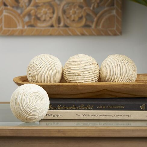 Deco 79 Orbs & Vase Filler, 4 Pieces Small Size, Beige in Saudi Arabia