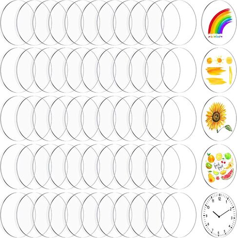 60 Pieces Transparent Acrylic Circle Discs Thick Round Acrylic Sheets Blanks Clear Round Ornaments for DIY Projects and Crafts(1.5 Inch) in Saudi Arabia