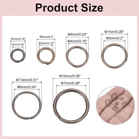 MECCANIXITY Mixed Size 4-10mm Open Jump Rings Iron Round Ring Connectors for Jewelry Making Tools Supplies Jewelry DIY Crafts Keychains Rings, Silver in Saudi Arabia