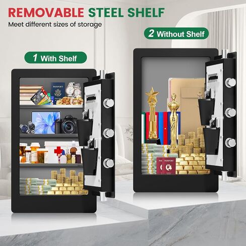 5.0 Cuft Biometric Fireproof Safe For Home, Heavy Duty Safe Box Fireproof Waterproof, Large Document Safety With Keypad and Dual alarms, Digital Security Safety Box for Money Jewelry in Saudi Arabia