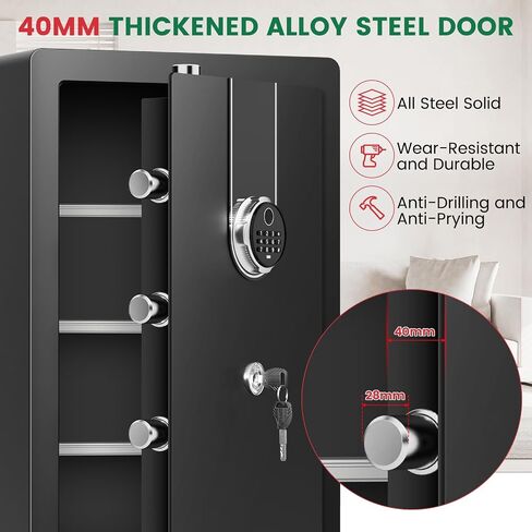 5.0 Cuft Biometric Fireproof Safe For Home, Heavy Duty Safe Box Fireproof Waterproof, Large Document Safety With Keypad and Dual alarms, Digital Security Safety Box for Money Jewelry in Saudi Arabia