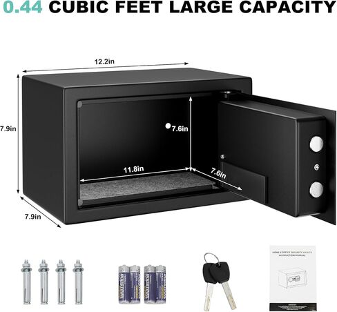 Combination Lock Safe Box for Home & Office | Compact Key & Digital Security Box with Sensor Light, Felt Lining Storage for Jewelry, Cash, Documents - 0.5Cu.ft in Saudi Arabia