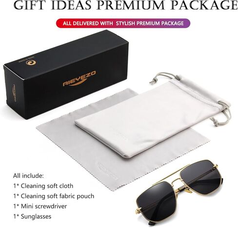 AIEYEZO Square Aviator Sunglasses for Men Women Fashion Vintage Diamond Cutting Lens Classic Military Pilot Gradient Shades in Saudi Arabia