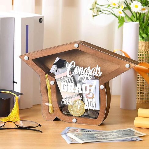 Graduation Wooden Money Box 2025 Graduation Gifts Class of 2025 Graduate Cash Box Money Holder Gift Decorations Congrats Graduate Party Favor College Grad Party Supplies in Saudi Arabia