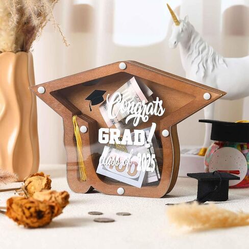 Graduation Wooden Money Box 2025 Graduation Gifts Class of 2025 Graduate Cash Box Money Holder Gift Decorations Congrats Graduate Party Favor College Grad Party Supplies in Saudi Arabia