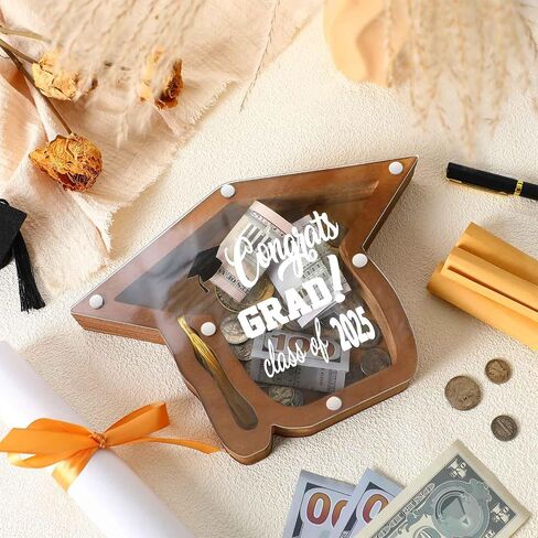 Graduation Wooden Money Box 2025 Graduation Gifts Class of 2025 Graduate Cash Box Money Holder Gift Decorations Congrats Graduate Party Favor College Grad Party Supplies in Saudi Arabia