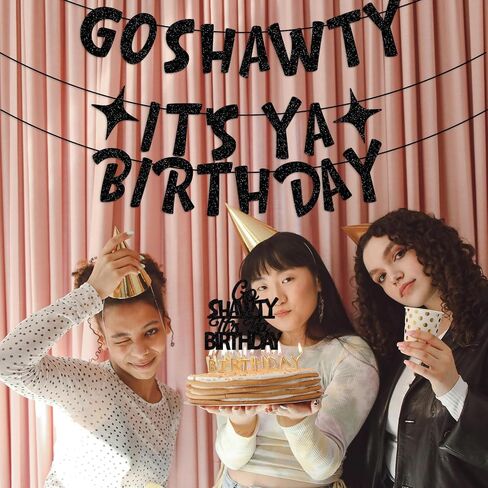 Go Shawty It’s Your Birthday Banner,Iridescent,Pre-Strung,Hip Hop Happy Birthday Banner Sign for Women Men Adult Her Funny 21st 30th 40th 50th 60th 80th Rap Theme Birthday Party Supplies,Ideas,Gifts in Kuwait