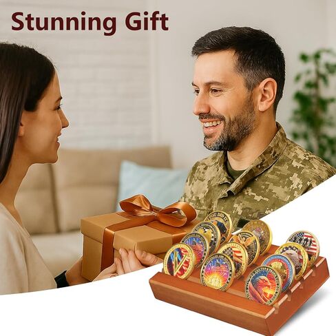 Challenge Coin Display, Military Coin Holder Display with Solid Wood, 4 Rows Army Coin Display Case Rack Holds 12 Coins, Wooden Small Slotted Display Stands (Black Finish) in Saudi Arabia