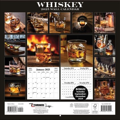 TURNER PHOTOGRAPHIC 2025 Whiskey 12x12 Photo Wall Calendar (25998013001) in Saudi Arabia