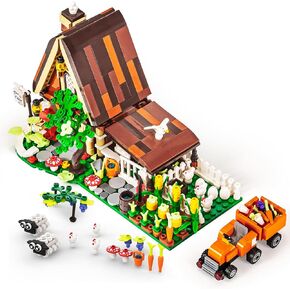 SEMKY City Series Farm House Building Blocks Set with LED Lights, (610Pieces) Creative Farm House Model Gifts for Kid and Adult