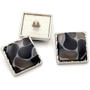 5Pcs Square Design Metal Buttons Coat Sweater Cardigan Decorative Buttoms (#2 Black, 18mm)