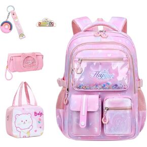 5Pcs Blue Sequin Girls Backpack - Kawaii Bookbag School Shoulders Laptop Bag Daypacks for Students Teen Kids Casual Travel (Blue)