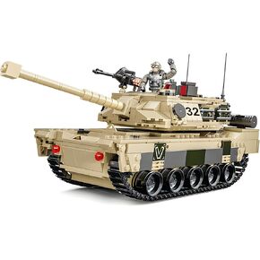 HI-REEKE M1A2 Tank Building Block Set, WW2 Military Abrams Toy for Boy