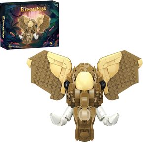KAZI Animals Head Art Collection Building Set,Elephant Head Nature Wall Artwork for Living Room Decor,Home Office Decor Idea,Build and Display Creative Activity for Artistic Adults
