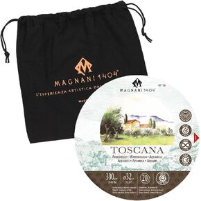Magnani 1404 TOSCANA ROUCH 100 ٪ من الورق المائي القطني ، 20 ورقة ، 140 رطلاً ، 12.6 "ورقة مائية مستديرة ، خالية من الأحماض ، مقاومة للأشعة فوق البنفسجية ، الحجم النباتي ، مصنوعة في إيطاليا