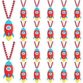 24 Pack Rocket Necklace Party Favors for Baby Shower, Birthday Party Goodie Bag Fillers, School Carnival Rewards, Photography Props, Home Decorations, Classroom Prize
