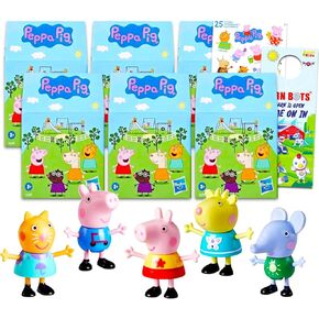 Peppa Pig Blind Box Party Favors 6 Pack – Bundle with 6 Peppa Pig Blind Boxes with Mini Peppa Pig Figurines Plus Stickers | Peppa Pig Action Figure Set for Kids
