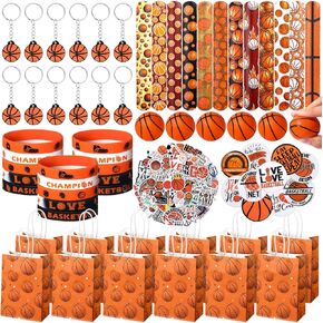 Aoriher 194 PCS حفلة كرة السلة لصالح حملة عيد ميلاد هدية كرة السلة لكرة السلة Goodie Bag Filler Mini Basket Ball Toy Silicone Tattoo Tattoo Slap Bracele