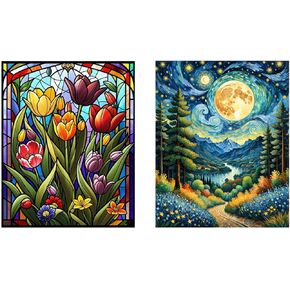 ldazao 2 Pack Paint by Numbers Kit for Adults Flower Adult Paint by Number Kits Acrylic Canvas Painting Kit for Beginner Adults' Paint-by-Number Kits Oil Painting Kits for Gift Home